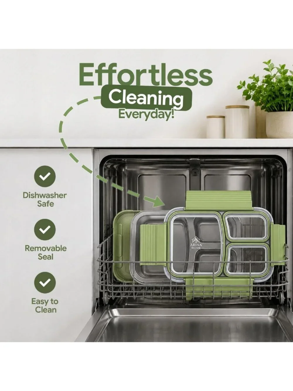 Leakproof Stainless Steel Bento Lunch Box | 3-Compartment, BPA-Free, Dishwasher